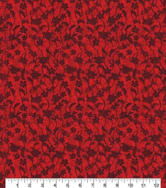 Red Jacobian Vines Quilt Cotton Fabric by Keepsake Calico