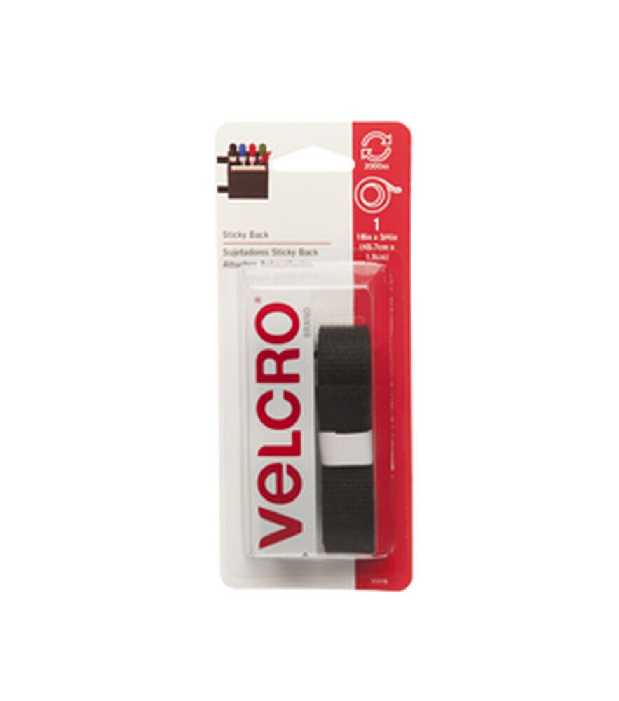 VELCRO Brand Sticky Back Tape 0.75''x18'', Black, swatch