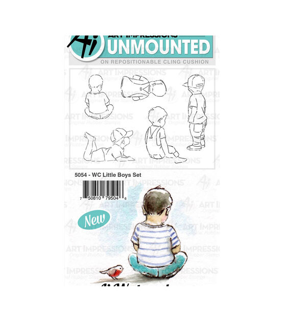 Art Impressions Watercolor Cling Rubber Stamps Little Boys