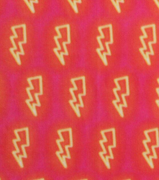 Lightning on Pink Anti Pill Fleece Fabric