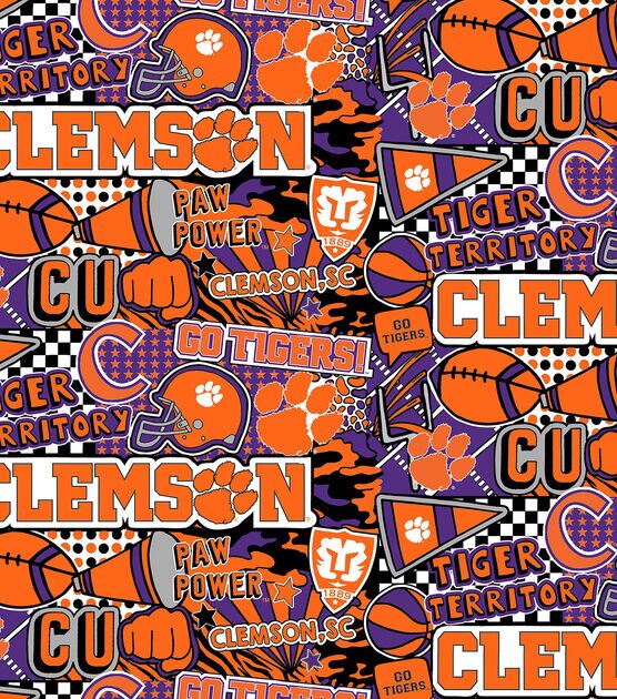 Clemson Cotton Fabric Pop Art