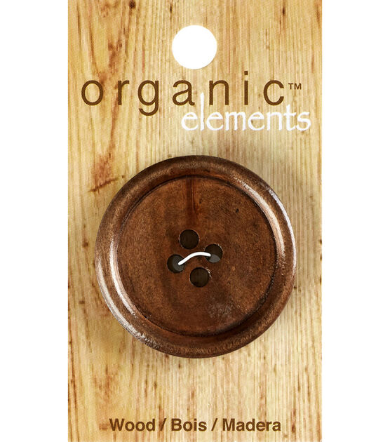 Organic Elements 1.5" Wood Round 4 Hole Button, , hi-res, image 1