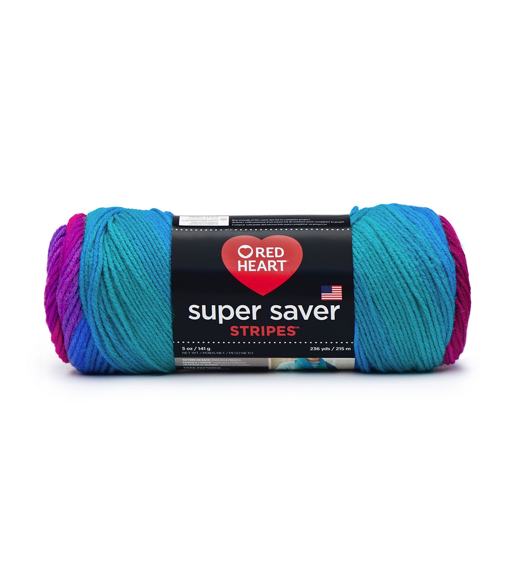 Red Heart Super Saver Stripes Worsted Acrylic Yarn, Polo Stripe, hi-res