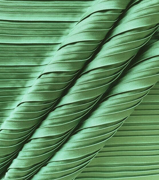 Casa Collection Green Pleated Satin Apparel Fabric, , hi-res, image 3