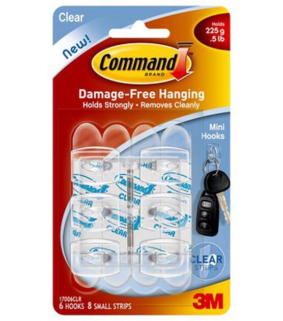 Command 0.5lb Clear Small Hooks & Strips 14ct
