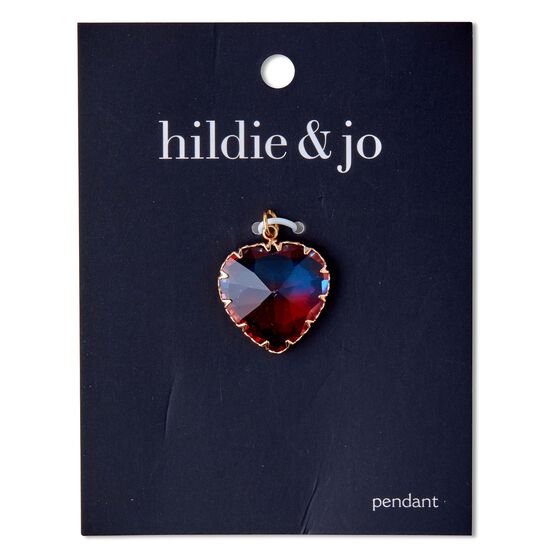 1" Red & Gold Tourmaline Glass Heart Pendant by hildie & jo
