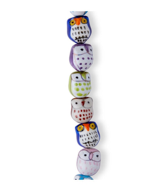 7" Multicolor Ceramic Owl Strung Beads by hildie & jo, , hi-res, image 3