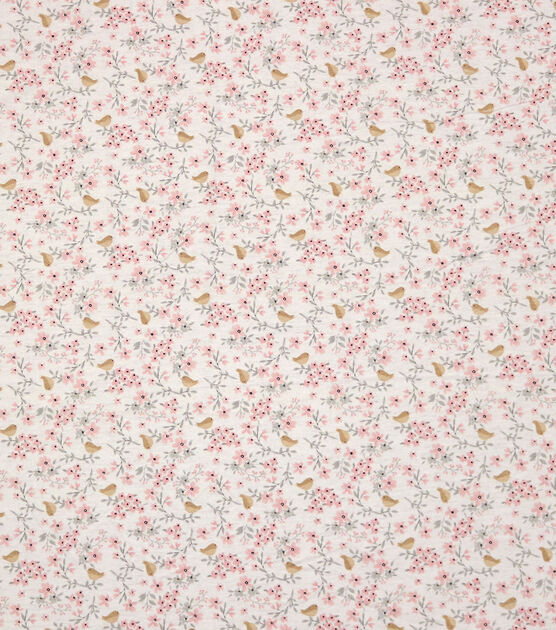 Hazel Floral Bird Nursery Flannel Fabric