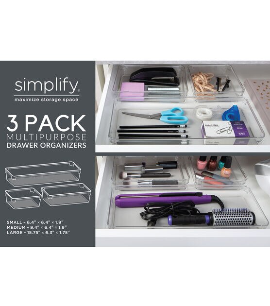 Simplify 3ct Clear Multipurpose Drawer Organizers, , hi-res, image 7