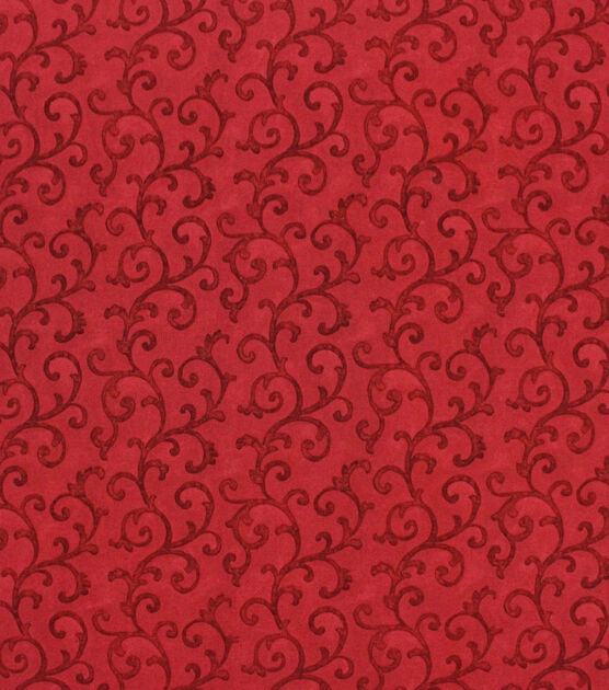 Large Vine Swirls Christmas Cotton Fabric, , hi-res, image 1