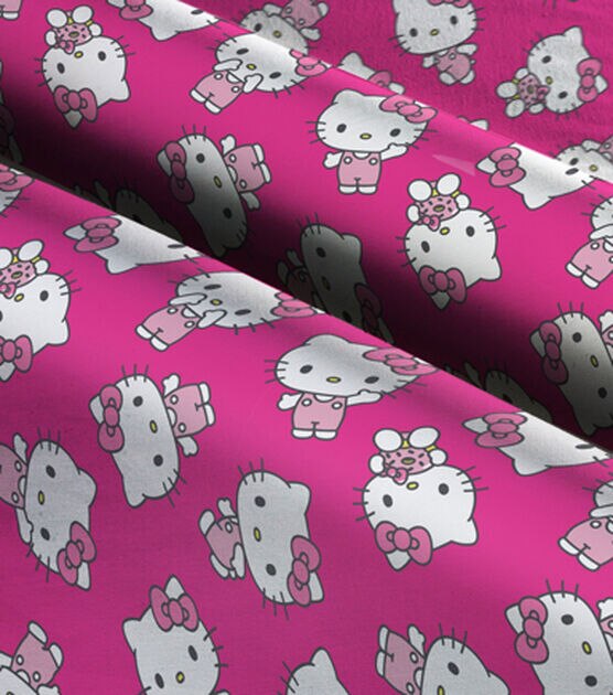 32"L x 45"W Sanrio Hello Kitty Sweet Hot Pink Cotton Fabric 77628