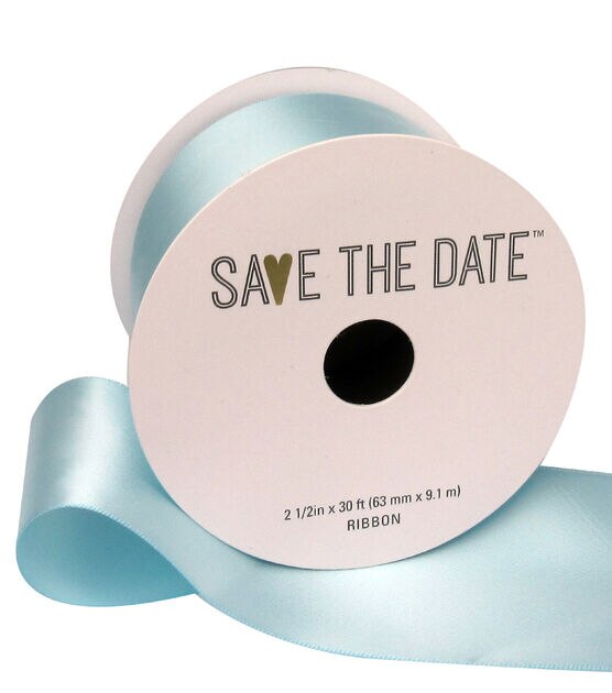 Save the Date 2.5" x 30' Light Blue Satin Ribbon