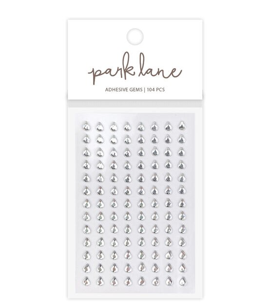 6mm Silver Teardrop Adhesive Gems 104pc by Park Lane