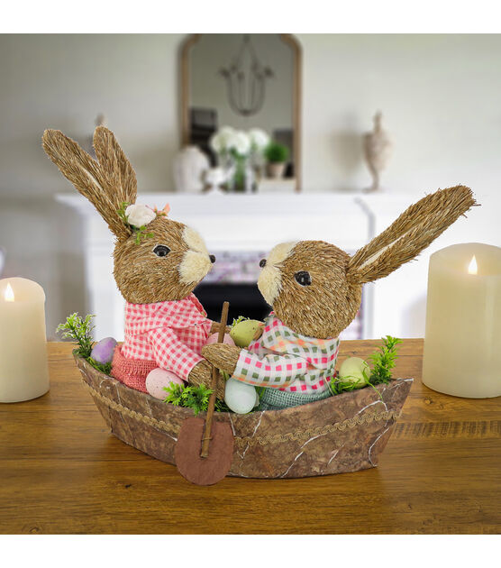 National Tree 15" Two Easter Bunnies in a Boat, , hi-res, image 3