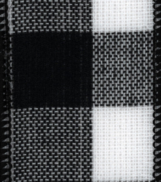 Offray Fabric Ribbon 2 1/4"x9' Black & White Check