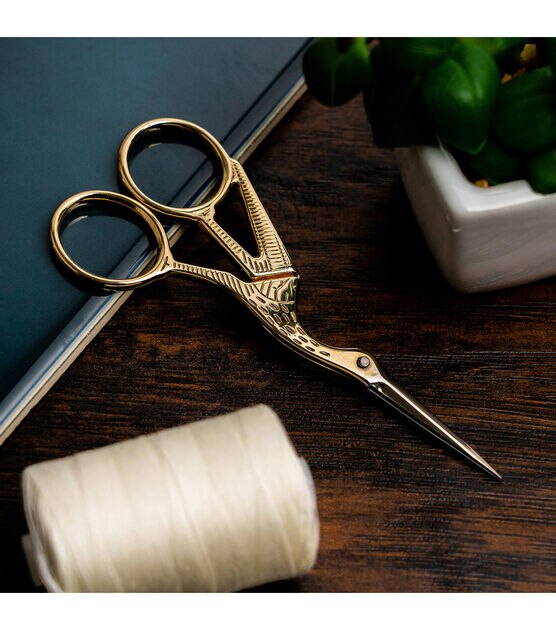 SINGER 4.5” Gold Stork Embroidery Scissors - Gold Plated by Singer