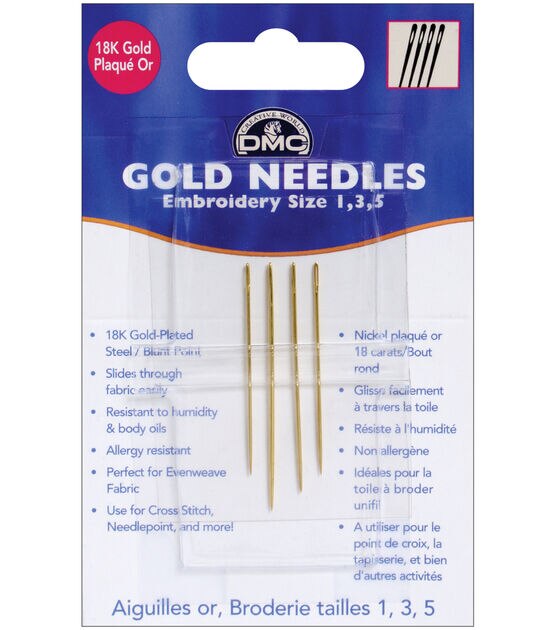 Gold Embroidery Hand Needles Size 1/5 4 Pkg