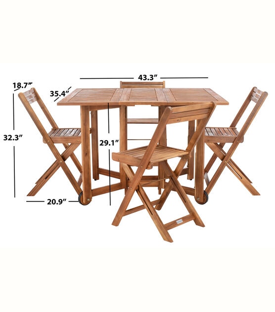 Safavieh 4pc Natural Arvin Outdoor Table & Chair Set, , hi-res, image 5
