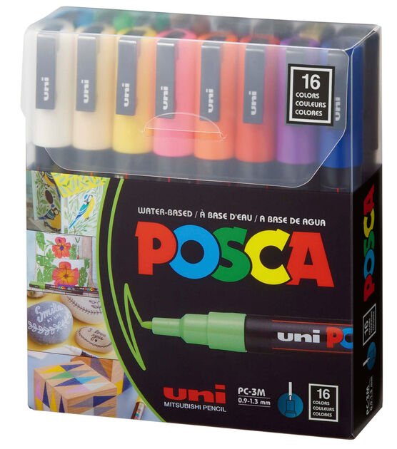 POSCA Fine PC-3M Art Paint Marker Pens Gift Set of 4 Pastel Tones Drawing  Poster Markers Light Pink, Sky Blue, Lilac & Light Green 