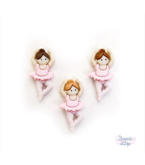 Dress It Up 3ct Little Girl Ballerinas Novelty Buttons