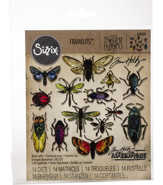 Sizzix Framelits Dies By Tim Holtz 14 Pkg Entomology