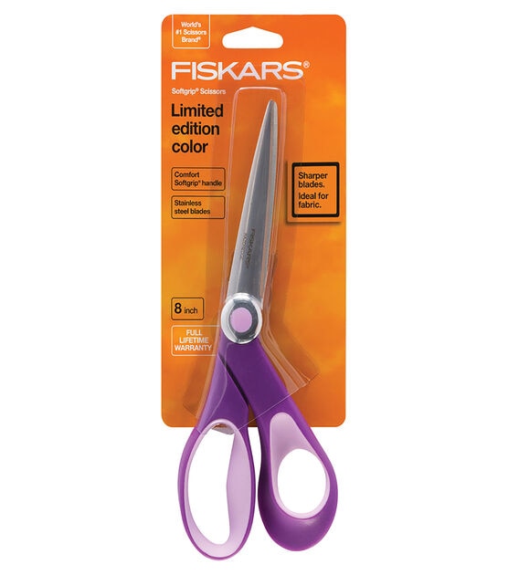 Fiskars Soft Grip 8 inch Razor Edge Scissors - Purple