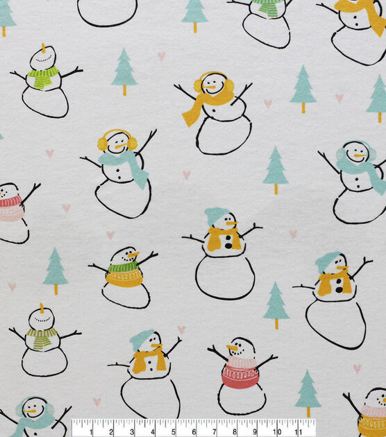 Pastel Snowmen & Trees Super Snuggle Christmas Flannel Fabric, , hi-res, image 2
