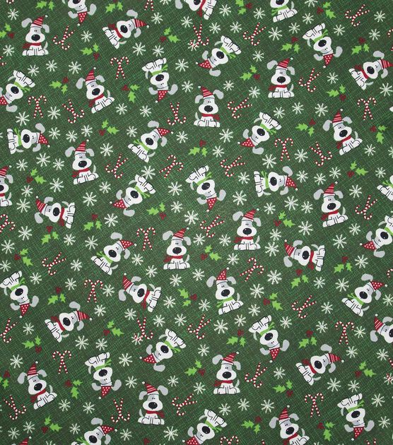 Snowflakes & Deer Christmas Glitter Cotton Fabric, , hi-res, image 2