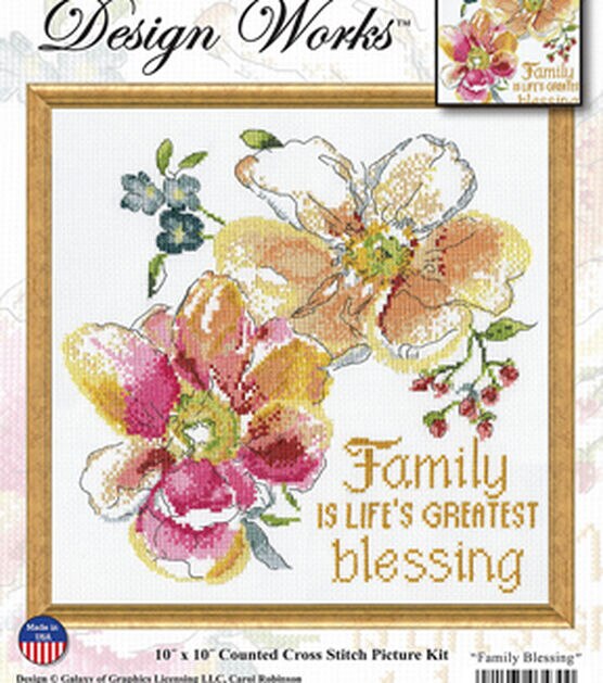 Design Works 10" Family Blessings Counted Cross Stitch Kit, , hi-res, image 1