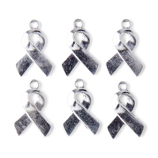 20mm x 13mm Silver Plated Brass Ribbon Charms 6pk by hildie & jo, , hi-res, image 2