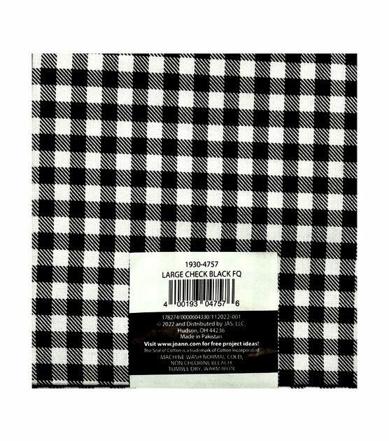 18" x 21" Black Checks Cotton Fabric Quarter 1pc by Keepsake Calico, , hi-res, image 2