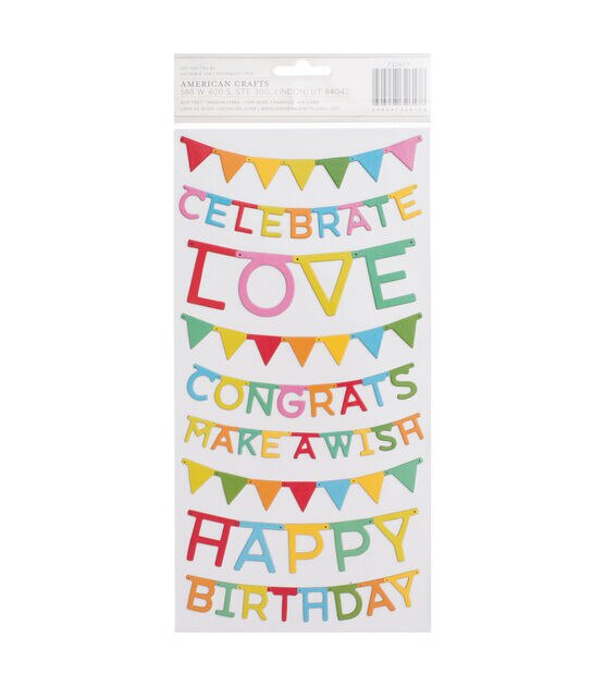 American Crafts Thicker Stickers Birthday, , hi-res, image 2