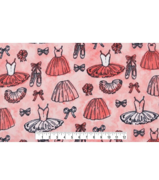 Ballerina Icons on Pink Anti Pill Fleece Fabric, , hi-res, image 4