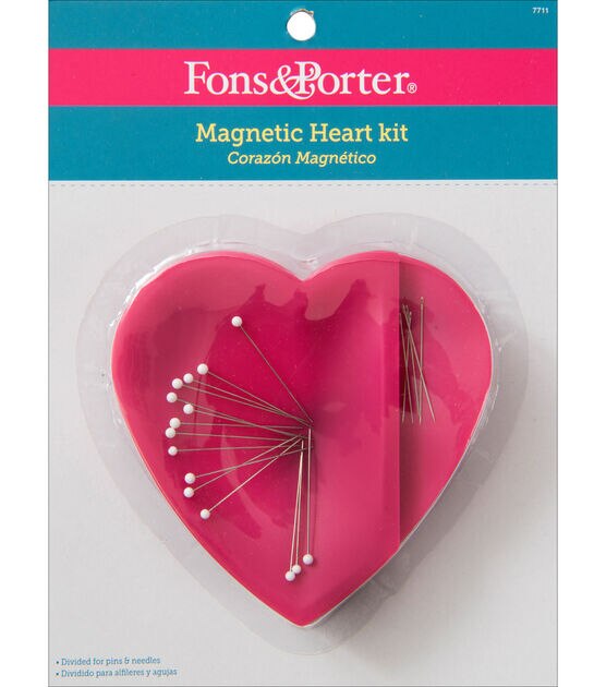 Fons & Porter Magnetic Heart Caddy With 20 Pins & Needles