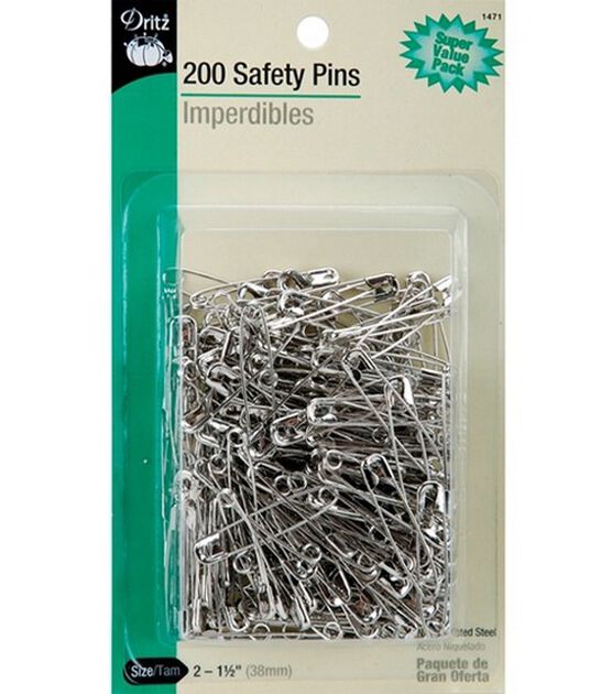 Dritz 1-1/2 Safety Pins, Nickel, 200 pc