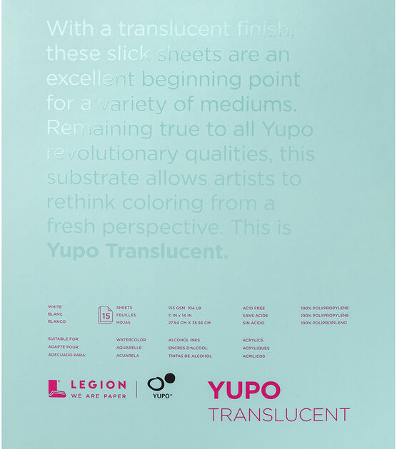 Yupo Paper 11"X14" 15 Sheets Translucent 104lb