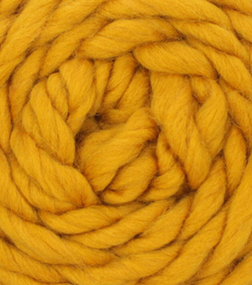 Cozy 87.5yds Super Bulky Wool Blend Yarn by K+C, Mustard, swatch, image 3