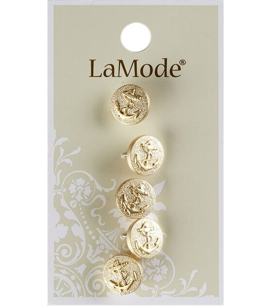 La Mode 7/16" Matte Gold Anchor Buttons 5pk