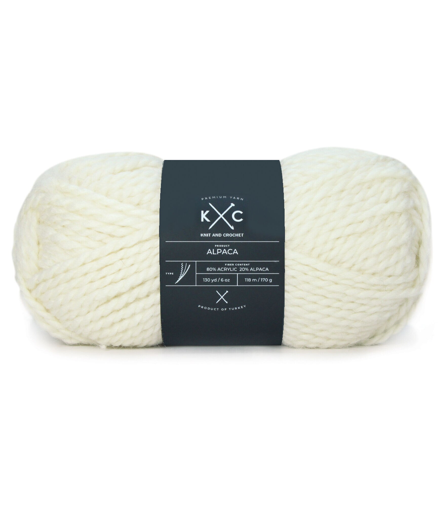 130yds Alpaca Super Bulky Acrylic Blend Solid Yarn by K+C, Cream, hi-res