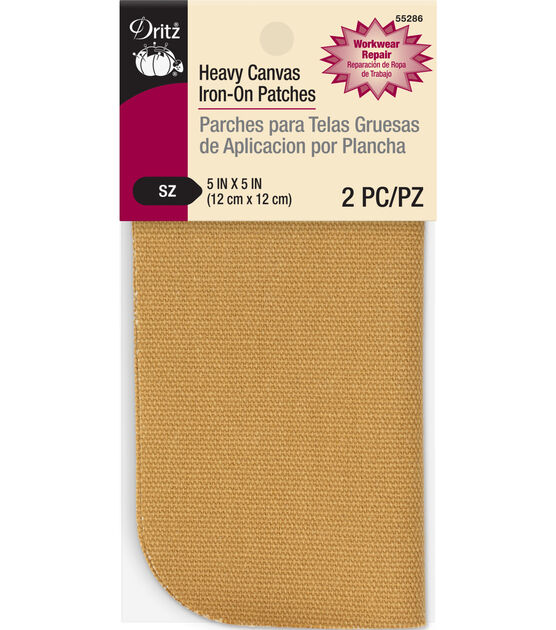 Dritz 5 x 5 Golden Brown Heavy Canvas Iron On Patches 2pk