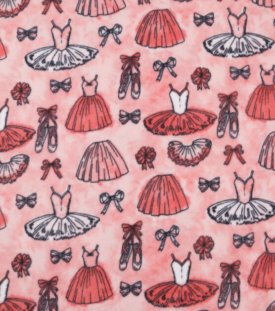 Ballerina Icons on Pink Anti Pill Fleece Fabric