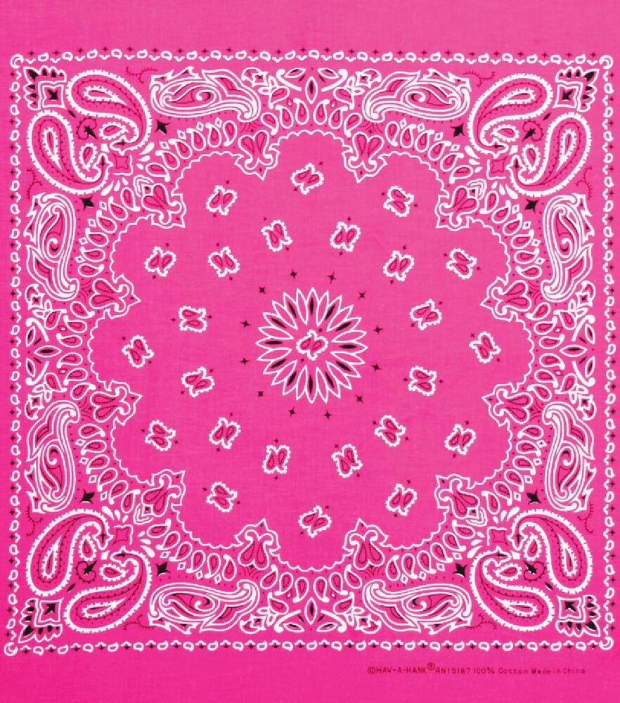 22" x 22" Cotton Paisley Bandana, Neon Pink Paisley, swatch