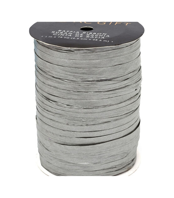 American Crafts 1" x 75yd Silver Raffia Ribbon