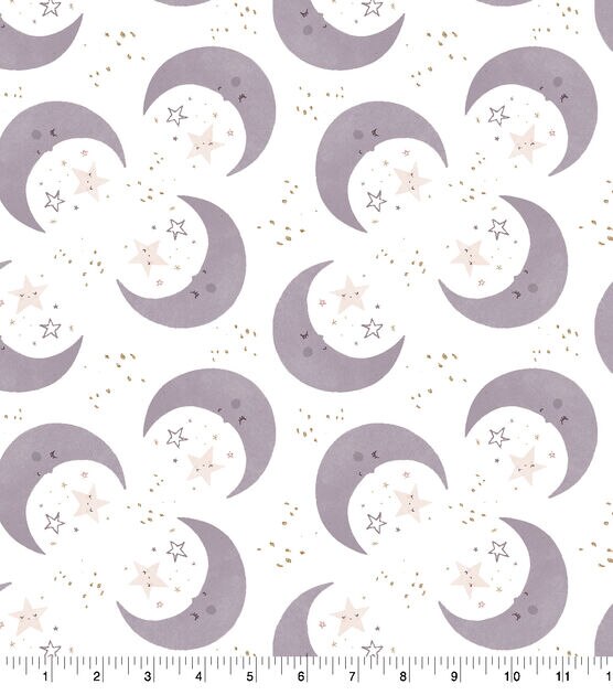 Glitter Girl Moon and Stars Nursery Soft & Minky Fabric, , hi-res, image 2