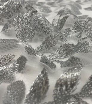 Cracked Ice Large Honeycomb Fishnet Lace - Off-White / Silver - Fabric by  the Yard