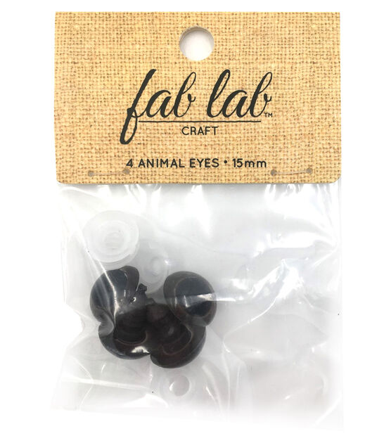 Fab Lab 15mm Brown Shank Back Animal Eyes 4pc