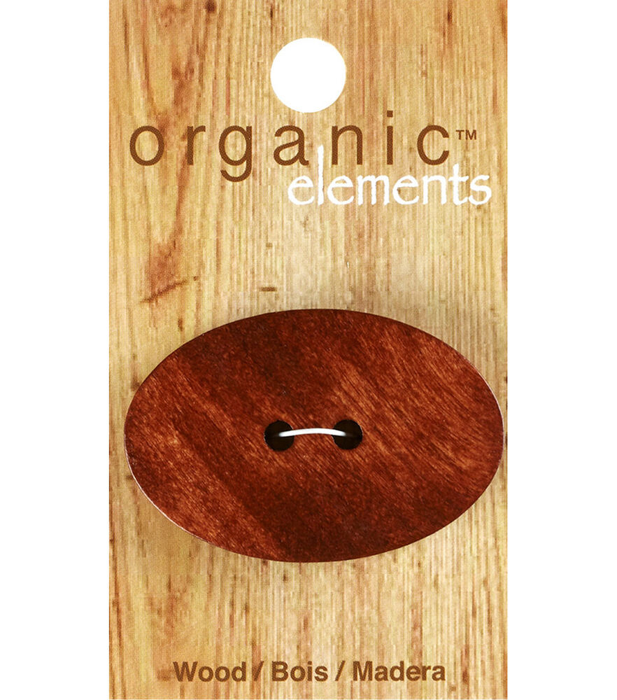 Organic Elements 1 3/4" Wood Oval 2 Hole Button, Rust, swatch