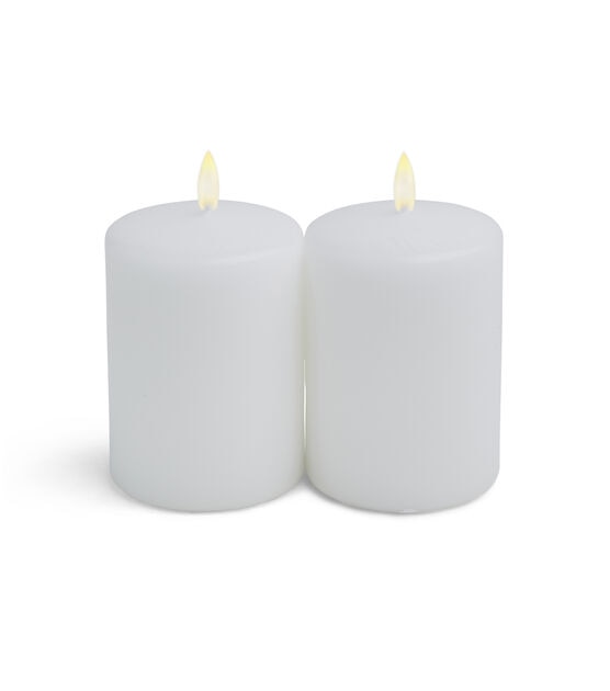 3" x 4" Unscented White Pillar Candles 2pk by Hudson 43, , hi-res, image 3