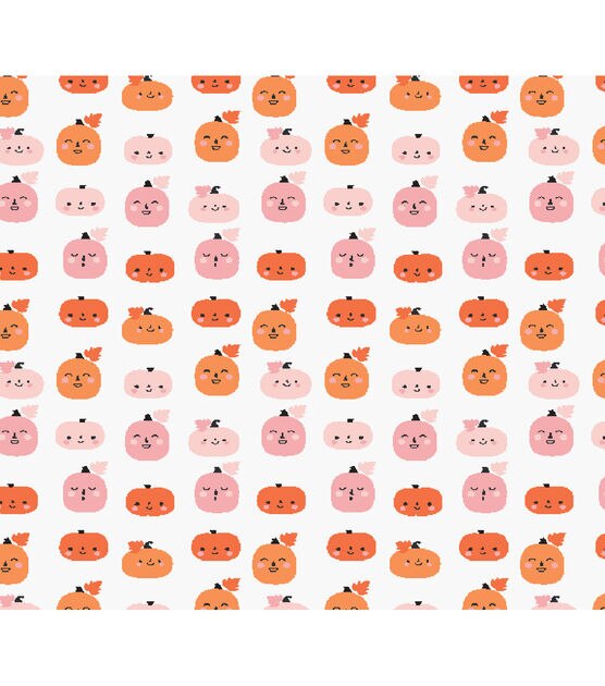 Super Snuggle Pink Orange Pumpkins Flannel Fabric