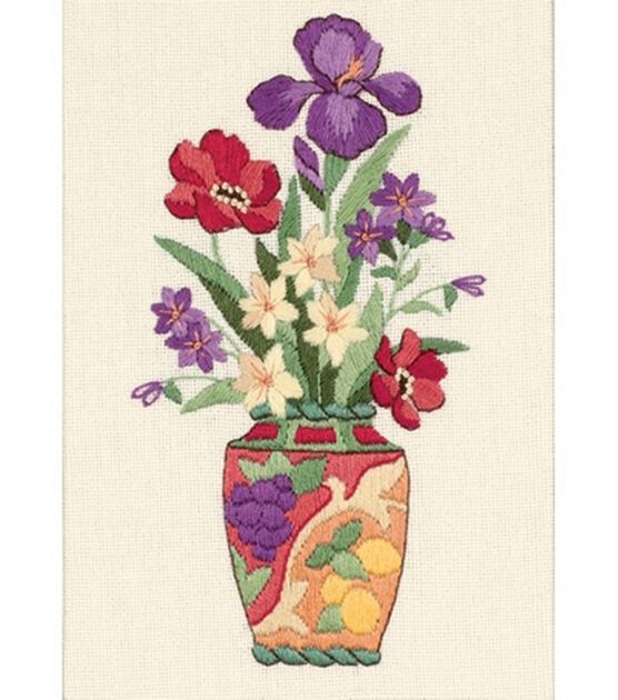 Dimensions 5" x 7" Elegant Floral Crewel Embroidery Kit